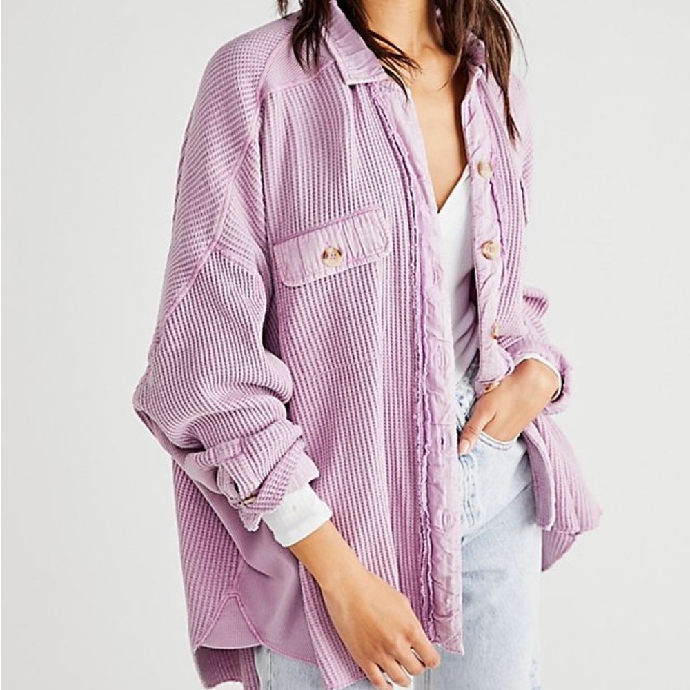 FP One Free people Scout Lavender Waffle knit jacket xs